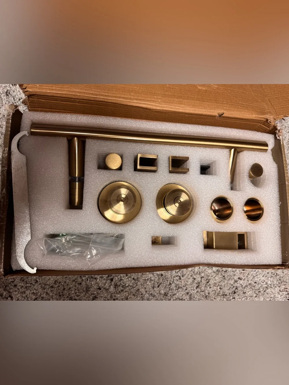 PARTS Eclipse Frameless Sliding Shower Door Brushed Bronze handle and hardware